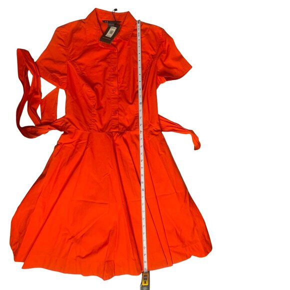 NWT Armani exchange orange collared fit & flare shirtdress 100% Cotton size 0 - Picture 7 of 9